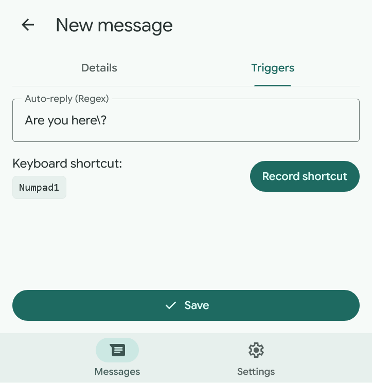 Popup edit message triggers